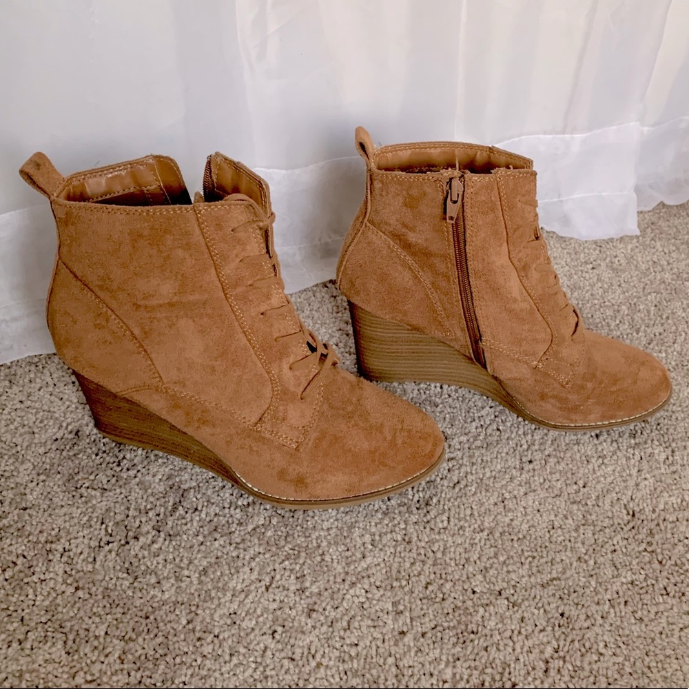 Target Faux Suede Tan Booties women’s size 10